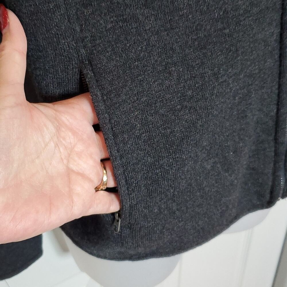 Adrienne Vittadini Black Charcoal Knit Wool Asymmetric Zip Moto Jacket SZ S - Picture 4 of 9